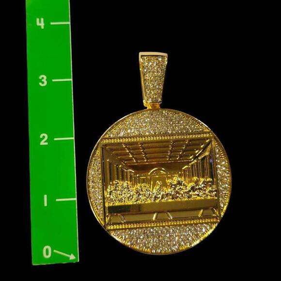 New Jesus The Last Supper Yellow Gold Tone Bling Iced Out Necklace - Picture 6 of 6
